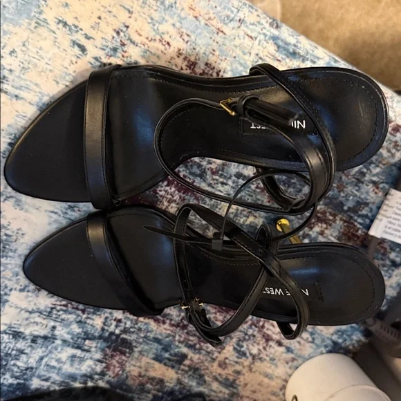 Nine West Reina Black and Gold Women's Stiletto Sandals - Picture 11 of 11